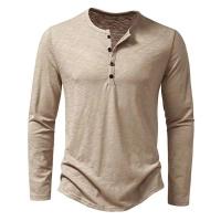 Otoño nueva camiseta de manga larga con cuello para hombres Color transpirable versátil moda camisetas delgadas - details 10