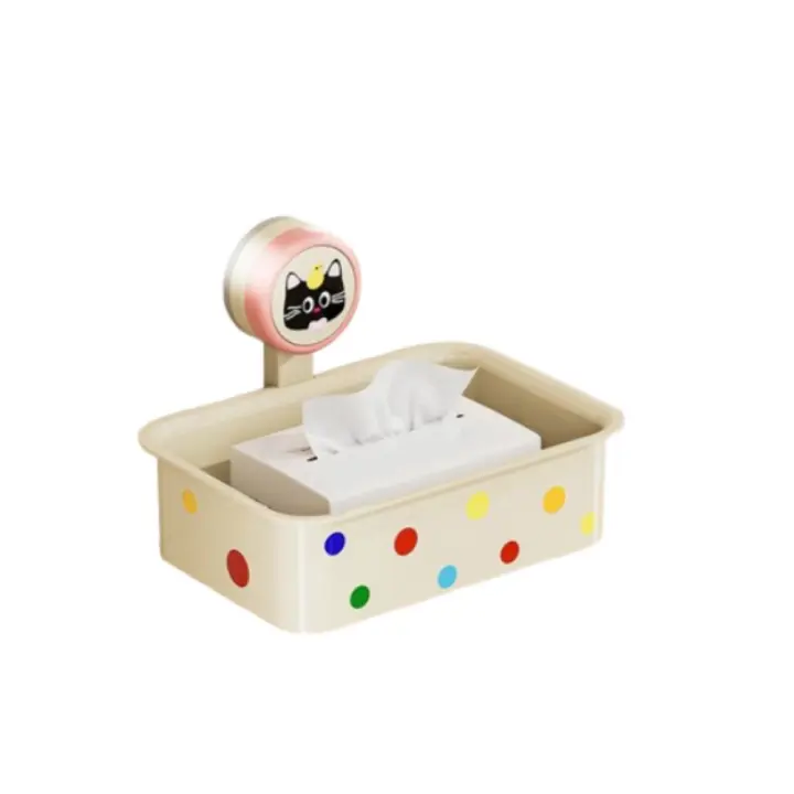 Estante de almacenamiento de champú con ventosa, caja de papel higiénico de plástico sin perforaciones, gran capacidad, ahorro de espacio, cesta de almacenamiento para baño - 1