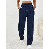 Pantalones deportivos de pierna ancha para mujer con cintura, pantalones rectos grises para, elástico cómodo - details 11
