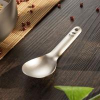 Cuchara de titanio de mango corto, villa VIES al aire libre, senderismo, camping, villa antibacteriana - details 5