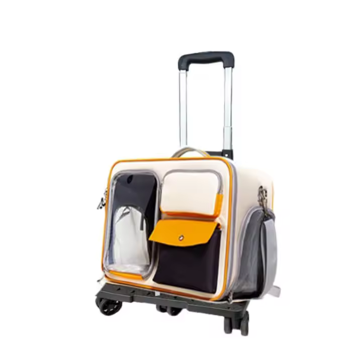 Cochecito para mascotas empujable, maletas con ruedas, mochila desmontable de gran capacidad para mascotas, cubierta de carrito para mascotas con sensación de seguridad transpirable - 1