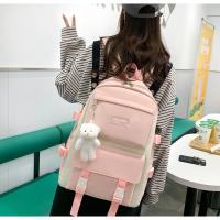 Mochila escolar, esencial para la escuela Juego de 4 piezas, con un colgante de oso, bonito y a la moda - details 9