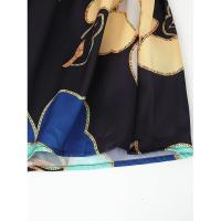 BUNO-2025 Vestido de mujer con tirantes finos, cuello cuadrado, estampado floral grande y dobladillo asimétrico con volantes para un look elegante - details 9