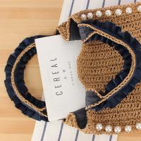 Nuevo estilo, banda de encaje de perlas japonesas, bolsa tejida de cuerda de papel hecha a mano, bolso de verano para mujer, bolsa de vacaciones tejida de cuerda de papel - details 1
