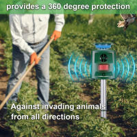 Repelente de animales por ultrasonidos Solar para exteriores, repelente de animales por ultrasonidos Sensor de sonido de 360° con luces resistente al agua para hilo de jardín - details 1