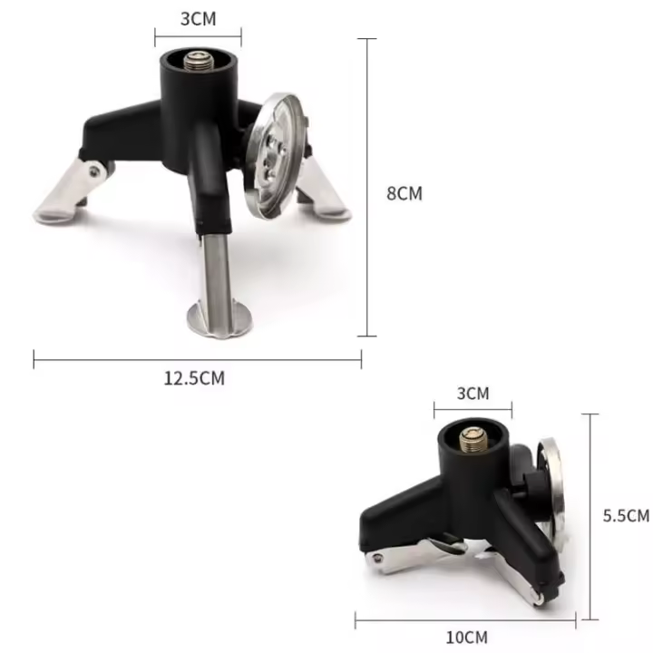 Accesorios y equipos, Conector para estufa portátil, Trípode para contenedor de gas de acero inoxidable, Suministros para acampar - 1