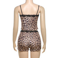 BUNO-Conjunto de 2 piezas con estampado de leopardo callejero Insglas sexi Camisetas sin espalda de encaje de cuello bajo sin espalda + pantalones cortos de verano para chicas calientes - details 10