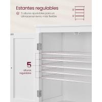 Mueble de Baño, Armario de Baño, Armario de Cocina, Armario Almacenaje con 4 Puertas, Estantes Regulables, 30 x 60 x 110 cm, Blanco - details 4