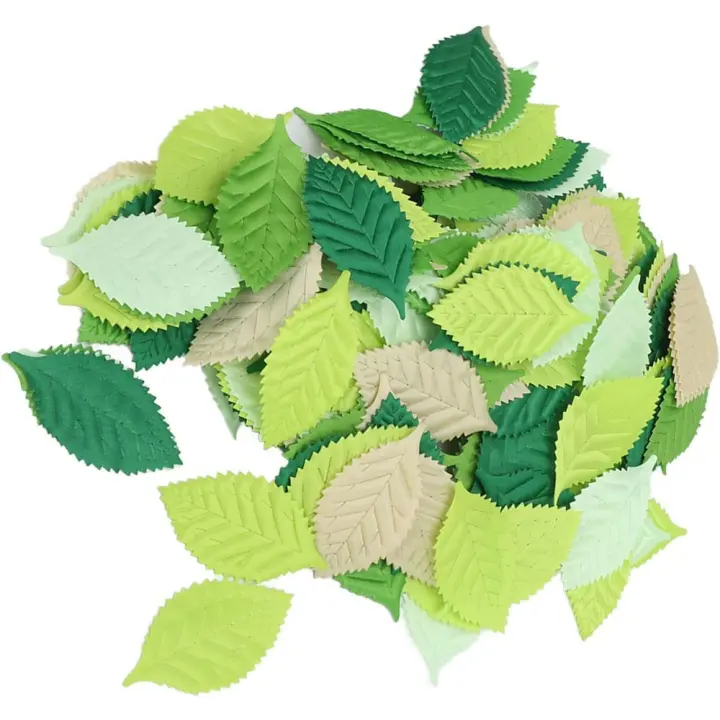 Hojas Artificiales Exquisitas 200 Hojas Verdes Falsas para Manualidades, Álbumes de Recortes, Arreglos Florales, Decoraciones de Boda - 1
