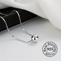 Collar Sencillo De Plata De Ley 925 Con Cadena De Hueso De Serpiente, Bola Redonda Pequeña, Regalo De Aniversario Para mujer - details 0