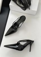 Bolsa de tacón fino de charol puntiagudo cabeza media zapatillas mujer desgaste nueva plata tacón alto medio Toller zapatos individuales - details 9