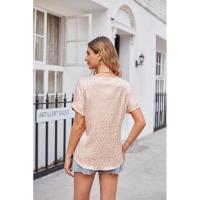Blusa de manga corta con estampado de leopardo de verano, camisa informal para mujer, tops finos y elegantes con cuello en V para mujer - details 4