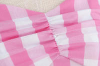 Hepburn-Vestido vintage a cuadros rosas, cuello halter de rayas de cintura alta, largo medio - details 4