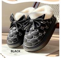 Botines de plataforma para mujer, botines de nieve de invierno de diseñador con lazo, zapatillas mullidas para interiores, zapatos planos de casa para mujer, calzado de moda cálido - details 14