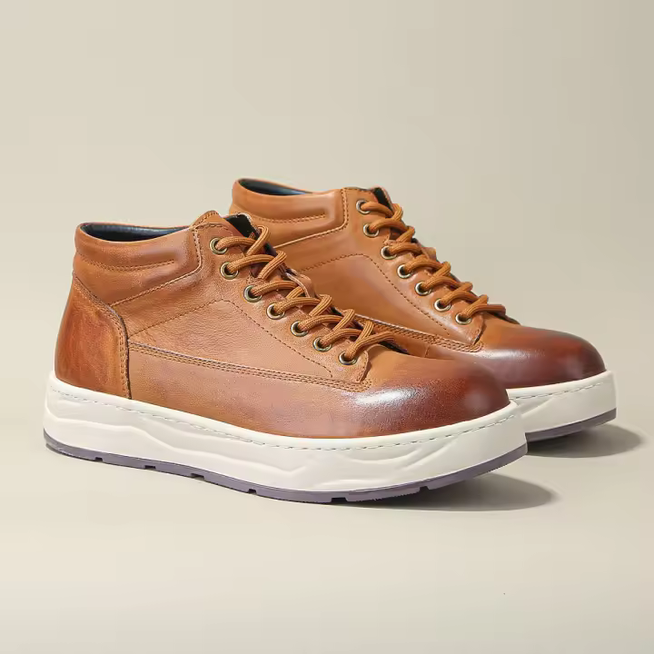 Zapatos de cuero genuino estilo británico, botines de cuero de media caña, botas de herramientas retro de moda, botines cortos. - 1