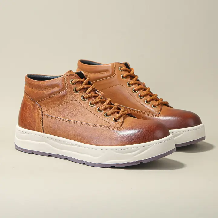 Zapatos de cuero genuino estilo británico, botines de cuero de media caña, botas de herramientas retro de moda, botines cortos. - 1