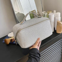 Bolso De Maquillaje Grande En Cuero PU Estilo Clásico Portátil Para Viajes Organizador De Cosméticos Estiloso Para Mujer Caja De Almacenamiento Manejable - details 10