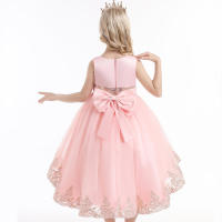 Vestido de niña elegante y moderno para princesa, con cola de malla y flores, ideal para presentaciones de piano. - details 13
