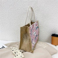 Pequeña bolsa de lino de gran capacidad fresca 2025 nueva bolsa de mano simple estudiante de dibujos animados bolsa de lona - details 12