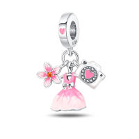 Dijes de plata de ley 100% para mujer, joyería fina DIY, regalo con cuentas de circón y Material metálico de piedra Natural - details 5