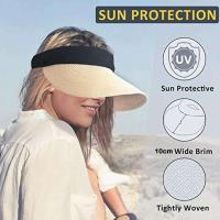 Moda verano vacío superior sol portátil cinta mágica enrollable sombrero de playa gorra de paja ancha mujeres Casual Suncap viseras - details 1