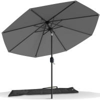 Sombrilla de Playa Grande Parasol Inclinable con Manivela Protección UV para Patio, Jardín, Piscina, Exterior Gris - details 0