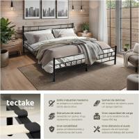 Cama Matrimonio Estructura de Acero Robusto con Somier de Láminas de Madera, Muebles de Dormitorio, Cama Completa, Resistente, Fácil de Limpiar, Base de Cama - 140/180 x 200 x 76 cm - details 12