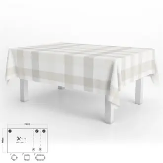 Oryx Mantel Antimanchas Hule Rectangular 140 X 250 Cm Cuadros Beige - Impermeable y Antideslizante - 1