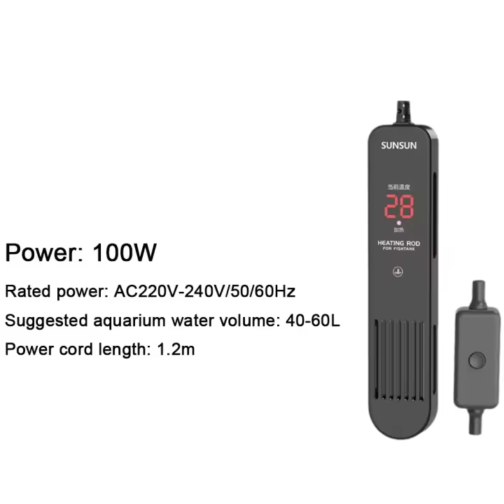 Control inteligente 20-35 de la varilla de calefacción del tanque de peces digital de la exhibición LCD ° Calentador sumergible para acuario C con ventosa - 1