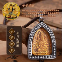 Nuevo estilo étnico chino acero titanio doce zodíaco ocho dioses guardianes, colgante de Buda, collar de circón para hombres y mujeres - details 6