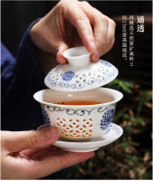 Linglong-Juego completo de tazas de cerámica para el hogar, cuenco, olla, panal, porcelana azul y blanca, cervecería de té - details 3