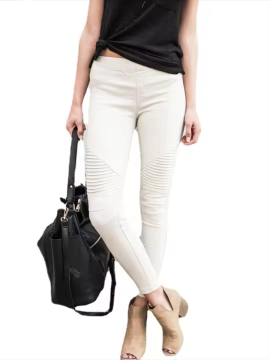 Vaqueros retro de mezclilla para mujer, pantalones pitillo blancos de cintura alta, estilo coreano, en oferta - 1
