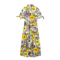 Ropa de mujer europea y americana popular vestido midi de popelina estampado - details 2