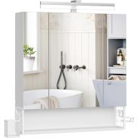 Tomacorriente, cesta colgante, soporte para secador, mueble de pared con espejo, blanco nube - details 0