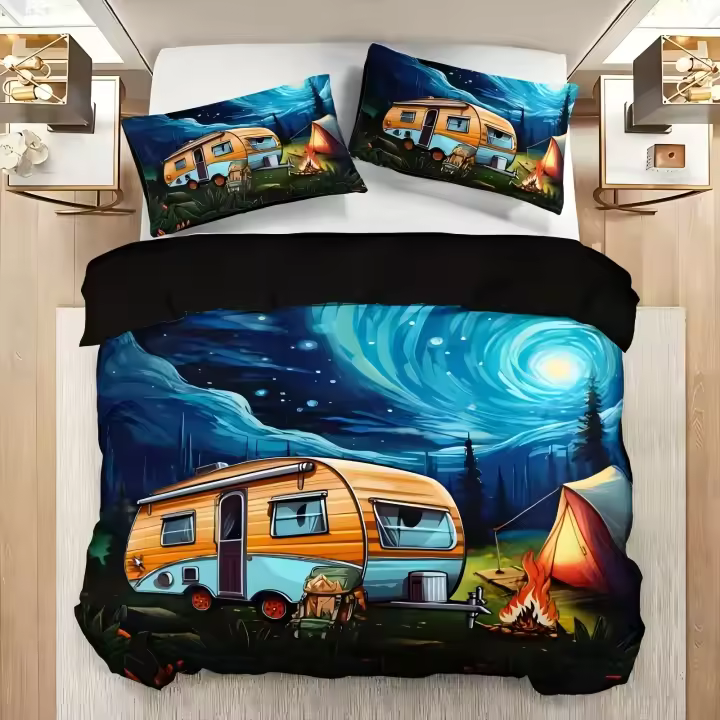 Juego de Cubierta de Edredón de Camping 3 Piezas de Poliéster con Diseño Creativo y Divertido - 1