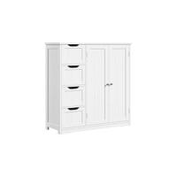 Mueble de Baño, Auxiliar de Madera MDF Armario de Bañocon Cajones y Estantes Ajustables Armario de Almacenamiento para Sala de Estar Blanco 81×30×81,5cm - details 11