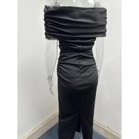 2025 vestido plisado de hombro de una palabra de primavera, falda de fondo dividida delgada y delgada, vestido, vestido largo - details 46