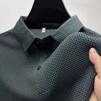 Nueva camisa Polo de color liso, combinada con un tejido vaquero informal de manga corta, cómodo y transpirable, adecuado para el verano - details 7