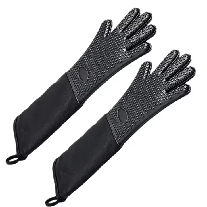 Guante de silicona profesional Extra Largo para Horno, guante de Cocina con Algodón resistant to the inner heat para Cocina, barbacoa, horneada, Parrilla - 1