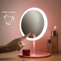 Espejo de maquillaje con luz LED blanca, Base de almacenamiento desmontable, 3 modos, Cable USB, regalo - details 0