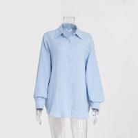 Blusas de manga larga de color sólido para mujer estilo coreano elegante y suelto - details 10