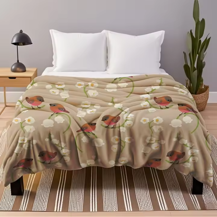 Manta de Franela Cómoda sin Desprendimiento Diseño Bohemio Rosado Anti-Pillowing - 1