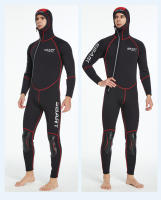 Traje de neopreno de 3mm para hombre, traje de buceo cálido de una pieza de manga larga con capucha, protector solar a prueba de frío, surf, natación, traje de baño - details 3