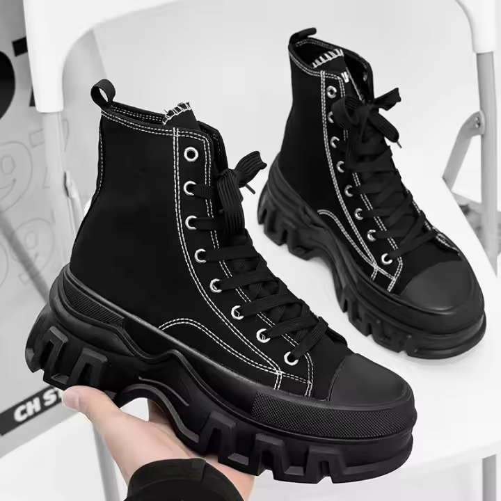 Zapatos Deportivos de Lona de Plataforma Alta Estilo Mori Talla Grande Mujeres Moda Casual - 1