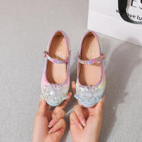 Zapatos de tacón alto con purpurina y diamantes de imitación para niña, calzado de piel versátil con lentejuelas para fiesta y boda - details 3