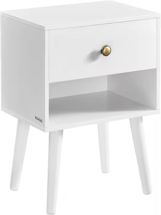 Juego de Mesa de Noche de Madera Mesa Auxiliar con Cajón y Espacio de Almacenamiento Abierto - 1