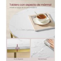 Centro, Mesita de Salón, de Mármol de Imitación Redonda, Estante de Vidrio Templado, Montaje Fácil, Estilo Moderno, Blanco Mármol y Dorado Claro LCT072W59 - details 4