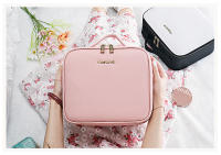 Bolsa de maquillaje con espejo grande con compartimentos para mujer, estuche de cosméticos de viaje de cuero PU impermeable, nuevo - details 8