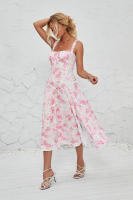 Vestido midi de satén con tirantes finos para mujer, abertura frontal, hueco - details 57