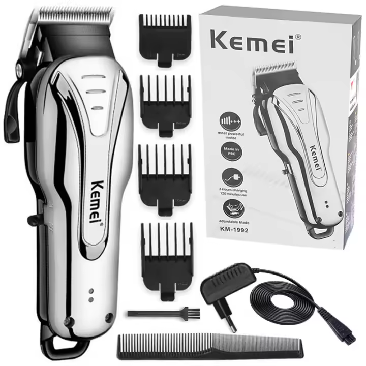 Kemei-cortadora de pelo recargable para hombre, recortadora de pelo con cuchilla ajustable 1992, cortadora de barba eléctrica - 1